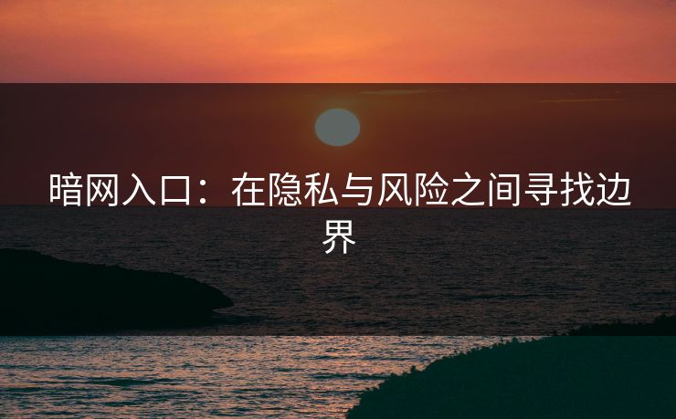 暗网入口:在隐私与风险之间寻找边界