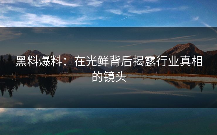 黑料爆料：在光鲜背后揭露行业真相的镜头