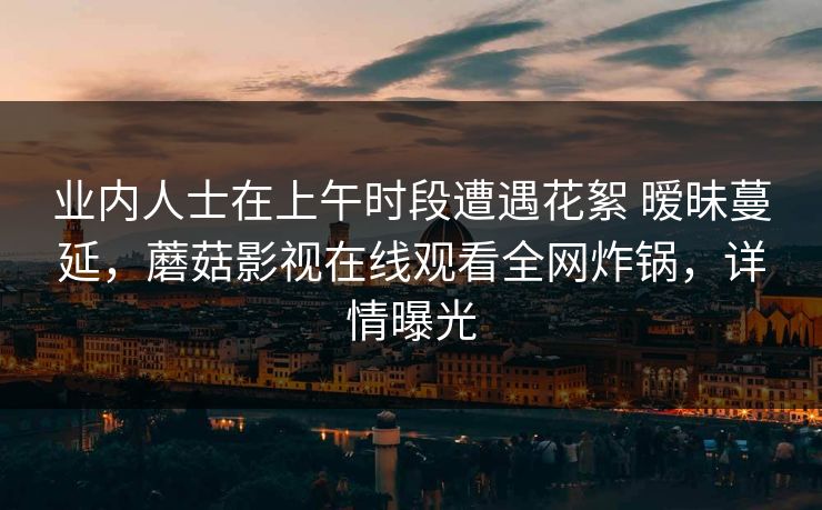 业内人士在上午时段遭遇花絮 暧昧蔓延，蘑菇影视在线观看全网炸锅，详情曝光