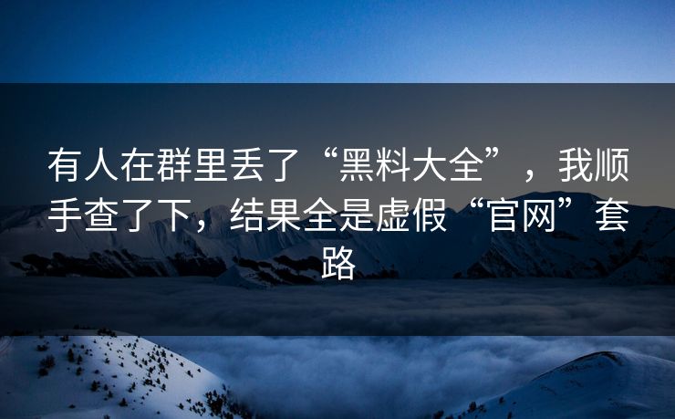 有人在群里丢了“黑料大全”，我顺手查了下，结果全是虚假“官网”套路